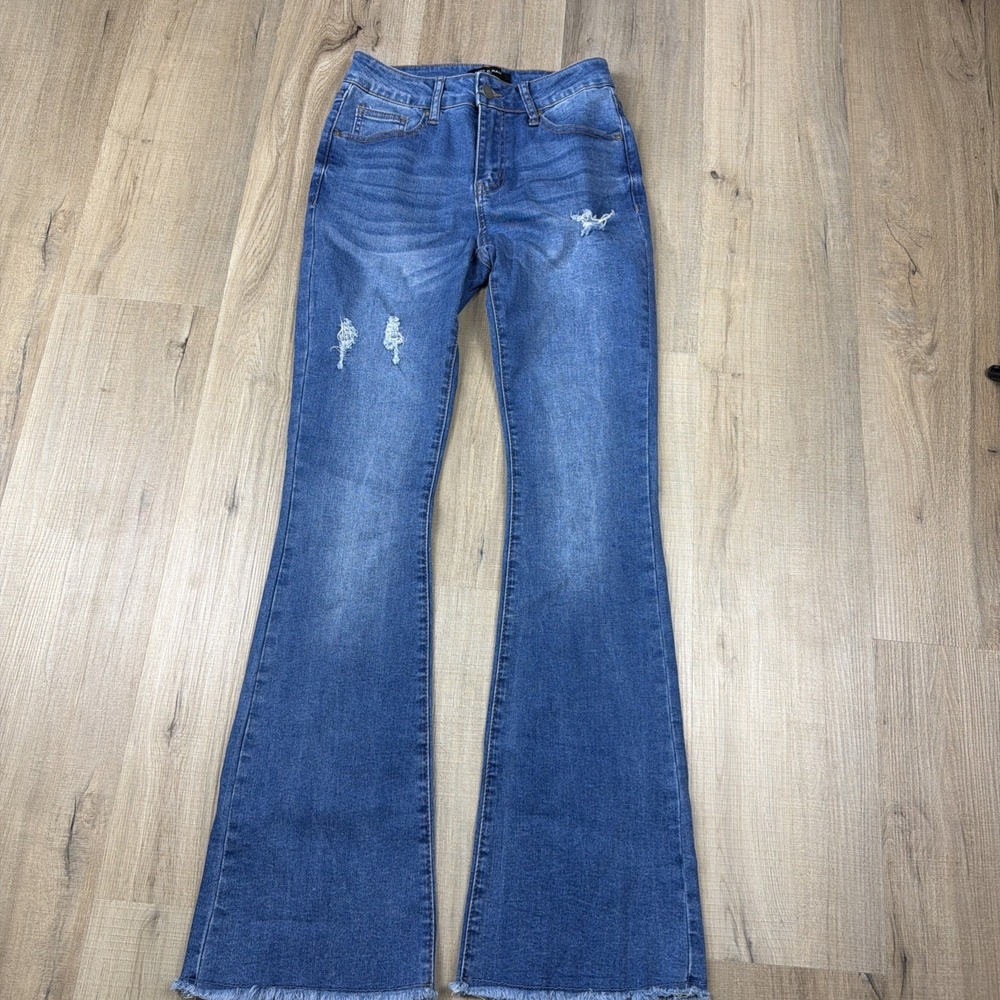 Fire & Rain Flare Jeans Women’s Size‎ 3 High Rise Distressed Raw Hem NWOT